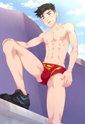 1boy ai_generated bulge conner_kent dc dc_comics kon-el male male_only solo superboy superboy_(conner_kent) superboy_(dcamu) superboy_(young_justice) tagme twink young_justice