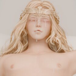 1boy 3d blender blonde_hair cum cum_on_face cumshot desess3intes elden_ring facial femboy fromsoftware long_hair looking_at_viewer male_focus male_only miquella miquella_the_kind one_eye_closed pov smile solo tagme twink yellow_eyes