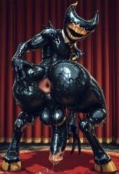 ai_generated anal_juice ass ass_focus ass_grab ass_up asshole bendy bendy_and_the_dark_revival bendy_and_the_ink_machine big_ass bronin666 cock collar cum cum_drip cum_puddle cum_splatter gay gay_male hooves horns horns_and_hooves ink ink_demon large_penis long_fingernails long_legs monster oil oiled oiled_skin penis ribcage saliva saliva_string skinny smile spikes sweat sweating sweaty sweaty_butt teeth teeth_showing thick_ass thick_thighs thighs tie wide_smile