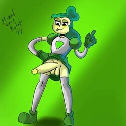 1futa bottomless clothed clothing fan_character futa_only futanari gemsona green_hair green_skin green_spinel greenarts humanoid humanoid_penis mostly_clothed penis solo spinel_(steven_universe) spinel_green standing steven_universe