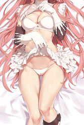 archway_of_venus bed bed_sheet boots breasts cameltoe clothes_pull dakimakura elbow_gloves fate/grand_order fate_(series) feet_out_of_frame female female gloves gluteal_fold head_out_of_frame hips large_breasts lifted_by_self long_hair lying medb_(fate) on_back on_bed pantsu pink_hair skirt skirt_lift skirt_pull slender_waist solo tagme thigh_gap thighs underwear very_long_hair white_panties white_skirt white_underwear yang-do