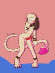 abstract_background absurd_res animal_genitalia animal_penis anthro balls blush canine_penis clothing genitals hi_res holding_tail knot looking_at_viewer male male_only nintendo penis pokémon_(species) pokemon pokemon_(species) rotten_owl sheath smeargle solo video_games