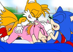 1girls 2boys amy_rose blue_fur blue_hair car clothing female footwear handwear hd hedgehog hi_res high_resolution inkbunny male male/female miles_prower mobian mobian_(species) mostly_nude oral oral_sex penetration penis pink_fur pink_hair pussy racecar sega sex sonic_(series) sonic_the_hedgehog sonicguru spitroast tail tails team_sonic_racing threesome vagina vaginal vaginal_penetration vaginal_sex yellow_fur yellow_hair