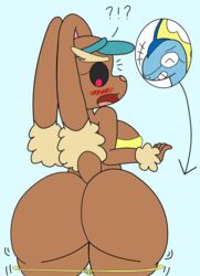 anthro ass bubble_butt crackalacking hashidoodle inteleon lagomorph lopunny panties pokémon_(species) pokemon pokemon_(species) yellow_panties