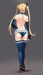 1girls alternate_costume armpits ass back backless_outfit bangs bare_back bare_shoulders black_ribbon blonde_hair blue_eyes blue_legwear blue_leotard bowtie breasts butt collar cute dead_or_alive dead_or_alive_5 detached_sleeves elbow_gloves european eyeshadow female female_only frilled_legwear frilled_leotard frills fringe full_body fully_clothed garter gloves grey_background hair_ornament hair_ribbon halterneck hand_on_hip high_resolution latex_gloves latex_legwear latex_thighhighs legs legwear leotard light-skinned_female light_skin long_hair maid_uniform marie_rose marie_rose_(devilish_servant_against_the_splashing_waves) muscle muscular_female petite revealing_clothes ribbon semi-realism shiny shiny_clothes simple_background skinny sleeveless slim slim_waist small_breasts solo swedish tagme teenage_girl teenager thigh_gap thighhighs thighs tied_hair tight_clothing twintails x_hair_ornament yang-do younger_female zettai_ryouiki