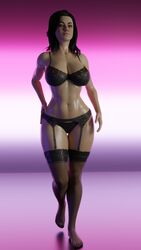 1girls 3d 3d_(artwork) alenabyss areolae barely_clothed belly_button big_breasts breasts female lingerie mass_effect miranda_lawson nipples pale-skinned_female pale_skin solo thick_thighs voluptuous wide_hips