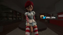 1futa 3d areolae clothed clothing futa_only futanari human kr_sfm light-skinned_futanari light_skin mostly_clothed penis sitting smirk smirking solo standing wendy's wendy_thomas