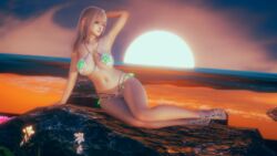 1girls 3d armpit beach cleavage dead_or_alive female female_only honoka_(doa) huge_breasts human long_hair lounging micro_bikini pin_up pink_hair pinup pinup_pose posing red_eyes reinhardt94 seaside sitting_on_rock skull_hair_ornament swimsuit teardrop_bikini_bottom venus_bikini voluptuous wink