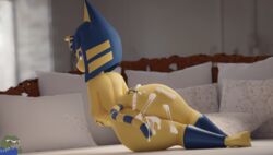 2021 3d 3d_(artwork) 3d_model animal_crossing ankha ankha_(animal_crossing) ankha_(hazeker) ass cum cum_on_ass doubutsu_no_mori female frensfm hazeker nairu_(doubutsu_no_mori) nintendo thick_thighs thighs wide_hips