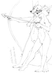 2021 4_toes 5_fingers animal_genitalia anthro arrow asthexiancal bow_(weapon) breasts canid canine casual_nudity claws clothing disney duo fangs feet female finger_claws fingers fox fully_sheathed fur genitals hand_holding hat hat_feather hat_only headgear headgear_only headwear headwear_only hi_res hindpaw holding_bow holding_object holding_weapon humanoid_hands loose_feather maid_marian male male/female mammal monochrome mostly_nude navel nude paws penis plantigrade pussy ranged_weapon robin_hood_(character) robin_hood_(disney) sheath sketch smile social_nudity standing teeth toe_claws toes traditional_media_(artwork) weapon