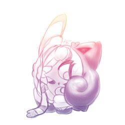 bow bowtie eyelashes jigglypuff leg leg_up pokemon pokemon_(species) pokemon_focus puffylover69 pussy school_uniform sketch skirt source_request sylvia_(puffylover69) waddling_head year_request