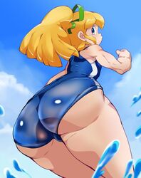 ass big_ass blonde_hair mega_man mega_man(classic) pepipopo roll swimsuit tagme water