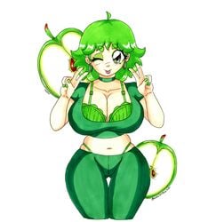 big_breasts cleavage green_apple_(northernjeremiah) green_hair juice_girls northernjeremiah whale_tail