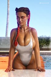 1girls 3d abs apex_legends apone3d big_breasts bikini bimbo bracelet braided_twintails brazilian breast_press breasts brown_hair choker cleavage curvy dark-skinned_female dark_skin daz_studio earrings female female_only hourglass_figure large_breasts loba_(apex_legends) looking_at_viewer one-piece_swimsuit pool poolside pussy ring seductive seductive_eyes seductive_look seductive_smile solo swimsuit thick thick_thighs two_tone_hair voluptuous wet_skin wide_hips