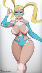 1girls ass big_ass big_breasts blonde_hair blue_eyes boots breasts capcom female large_breasts mask nicedrawingman rainbow_mika solo standing street_fighter street_fighter_alpha_3 thick_thighs thighs twintails wide_hips