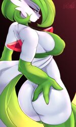 1girls anthro ass big_ass big_breasts breasts eye_contact faejunkie female gardevoir gloves grabbing_own_ass half-closed_eyes large_breasts looking_at_viewer looking_back nintendo pokémon_(species) pokemon pokemon_(species) pokemon_rse red_eyes solo standing thick_thighs thighhighs thighs