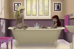 2girls ass barbara_gordon batgirl bath bathing bathroom bathtub batman:_the_animated_series batman_(series) blonde_hair completely_nude completely_nude_female dc dc_comics dcau female female_only glee-chan imminent_sex kara_danvers multiple_girls nude nude_female red_hair supergirl superman:_the_animated_series superman_(series) the_new_batman_adventures tub yuri