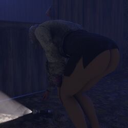 3d ass bending_over bent_over big_ass dbd dead_by_daylight flashlight flashlight_beam no_panties scrido skirt tagme white_hair yun-jin_lee