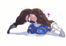 after_sex big_breasts capcom chun-li creampie female female_only jack-o_pose jackochallenge kisuu pantyhose post_sex presenting pubic_hair street_fighter tights