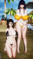 2girls 3d artist_request barefoot beach bikini bikini_bottom bikini_top black_bikini black_panties black_thong blue_hair blush boruto:_naruto_next_generations brown_hair cleavage curvaceous curvy curvy_figure feet female female_focus female_only g-string huge_breasts hyuuga_hanabi hyuuga_hinata kneeling large_breasts long_hair looking_at_viewer micro_bikini naruto naruto:_the_last naruto_(series) naruto_shippuden on_knees oppai orange_bikini orange_panties orange_swimsuit orange_thong outdoors purple_eyes shounen_jump sideboob sisters smile smiling standing swimsuit thong toes underboob voluptuous wide_hips