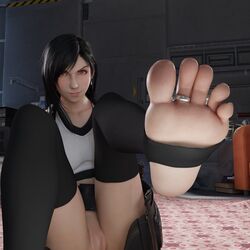 1girls 3d close-up feet female fetish final_fantasy final_fantasy_vii foot_fetish foot_focus naughty naughty_face pov pov_feet propor_(artist) smile soles solo solo_female tifa_lockhart toe_curl toe_ring toes