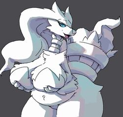 amphlow breasts featureless_breasts featureless_crotch female furry hand_on_breast holding_breast huge_breasts legendary_pokémon nintendo no_nipples pokémon_(species) pokemon reshiram somnamg thick_thighs video_games wide_hips