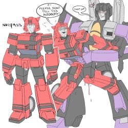 alien alien_humanoid autobot autobot_insignia blue_eyes blush blush_lines cliffjumper clinging cumming cumming_while_penetrated cuntboy cuntboy_sans_balls decepticon decepticon_insignia dialogue dripping_cum erection fuck_me_eyes hearts_around_head herm hermaphrodite holding_waist humping intersex looking_back looking_back_at_partner looking_pleasured male maleherm multi_genitalia nuefass penis pussy red_eyes redesign robot robot_alien robot_humanoid simple_coloring simple_drawing simple_shading size_difference skywarp sneaky sneaky_sex transformers transformers_g1 vaginal_penetration vaginal_sex yaoi