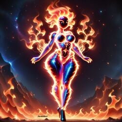 1girls ai_generated breasts darkeffect elemental_creature elemental_humanoid feet_together female female_focus female_only fire fire_creature fire_hair fire_humanoid flame flames high_heels no_mouth nude small_waist solo solo_female solo_focus