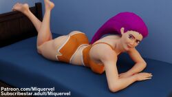 3d big_ass jessie_(pokemon) laying_down laying_on_stomach miquervel pokemon