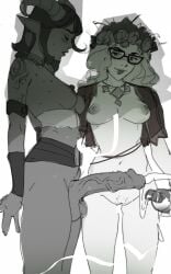 1futa 1girls absurd_res big_penis bodily_fluids bottle breasts clothed clothing container cum cum_in_a_cup cum_in_bottle cum_in_container cumshot digital_media_(artwork) dominant dominant_female duo ejaculation elemental_creature elemental_humanoid erection eyewear female flora_fauna futa/female futa_with_female futanari genital_fluids genitals glasses green_body greyscale hair herma_(bazaar) hi_res horns humanoid intersex intersex/female kina_(bazaar) mammal medium_breasts monochrome nipples penile penis penis_milking plant_humanoid simple_background smile smirk submissive submissive_futa submissive_intersex tattoo the_bazaar usurper2001 wearing_glasses