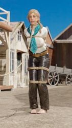 1girls 3d arms_behind_back barefoot bit_gag blonde_hair bondage bound bound_arms bound_legs bound_wrists collar cowgirl drooling feet femsub gag gagged humiliation leather_pants outdoors pulled_by_another rdr2 red_dead_redemption_(series) red_dead_redemption_2 rindekey rockstar_games sadie_adler slave slavegirl tied_up walk_of_shame walking wild_west