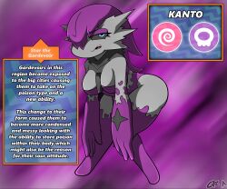 alternate_body_type angry black_sclera blue_eyes gardevoir grey_skin kiroxiii looking_at_viewer oc pokemon pokemon_(species) pokemon_only purple_hair regional_form_(pokemon) shortstack text