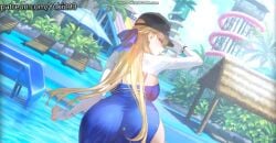 1girls animated anus ass ass_focus assisted_exposure beach big_ass big_breasts blonde_hair brown_dust_(series) brown_dust_2 clothes_lift female official_animation pool pussy solo sound tagme thick_ass thick_thighs third-party_edit video wilhelmina_(brown_dust) yuki299