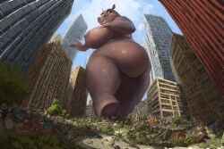 ai_generated bbw dreamworks giantess gloria_the_hippopotamus low-angle_view madagascar_(series) perchance_ai