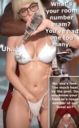 3d bangs bikini blonde_hair blowjob cheating drinking drunk elevator fingering fingering_self glasses hdregrets interracial large_breasts masturbation netorare netorase oral oral_sex pubic_hair public public_indecency size_difference swimsuit swimwear wedding_ring wife