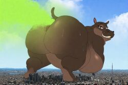 ai_generated anus back_view bbw big_breasts dreamworks farting giantess gloria_the_hippopotamus huge_ass madagascar_(series) perchance_ai round_belly ssbbw