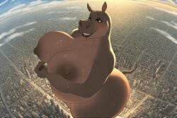 ai_generated bbw big_breasts dreamworks giantess gloria_the_hippopotamus high_angle_view huge_ass madagascar_(series) perchance_ai round_belly