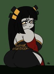 1girls big_ass big_breasts big_butt black_hair boat breasts chubby chubby_female clothed clothing curvy curvy_body curvy_female curvy_figure female humanoid large_breasts living_machine living_vehicle ship shipmorph simple_background solo solo_female thick_thighs tight_clothing titanic yellow_eyes