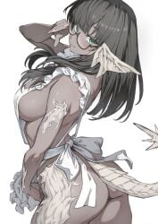 apron_only ass au_ra dark_skin female final_fantasy_xiv glasses naked_apron sideboob torisanff14