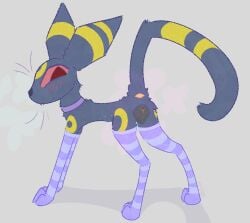 absurd_res animal_genitalia anus arm_warmers armwear ass belly_nipples blue_clothing blush canine_genitalia canine_vulva clothed clothed_feral clothing collar eeveelution female feral footwear generation_2_pokemon genitals hi_res legwear multi_nipple nintendo nipples partially_clothed pokemon pokemon_(species) presenting presenting_anus presenting_hindquarters soft_bugg solo umbreon