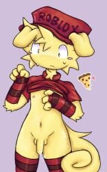 1boy anthro arm_warmers dick_out dog_ears dog_tail ear elliot_(forsaken) elliot_(work_at_a_pizza_place) forsaken forsaken_(roblox) kruhana2 male nervous nervous_expression nervous_face nervous_sweat nipple_out nipple_slip puppy puppy_boy puppy_ears puppyboy puppyplay red_shirt roblox roblox_game robloxian self_upload sweat sweating tail turtleneck work_at_a_pizza_place yellow_fur yellow_skin
