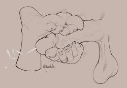 1boy 1boy1girl 1girls 2d big_penis black_and_white cum cum_outside cumshot feet feet_focus feet_on_penis female foot_fetish foot_focus foot_play footjob large_penis male male/female monochrome morcotulke penis sagging_balls soles testicles toe_ring toenails toes vein veins veiny_penis