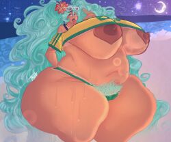 1girls bbw brazilian brazilian_miku female hatsune_miku massive_breasts massive_butt moon nighttime toxundercover tummy vocaloid