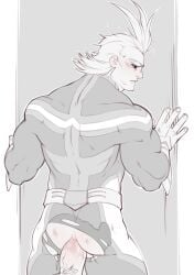 2boys against_surface against_wall all_might anal anal_sex anonymous_character anonymous_male back_view bara barazoku blonde_hair blush erect_penis exposed_ass gay hands_on_wall looking_back male male_only male_penetrated muscles muscular muscular_male my_hero_academia ripped_bodysuit shoguru superhero toshinori_yagi uncolored unfinished veiny_penis yaoi