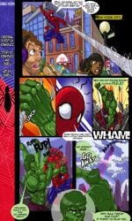 2012 bara bodysuit bulge comic dialogue english_text hulk hulk_(series) jubell male male_only muscular spider-man spider-man_(series) tagme text