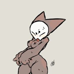 1:1 anthro bodily_fluids bone breasts female fraggleraat furry humanoid mask skull skull_head skull_mask small_breasts solo sweat thick_thighs
