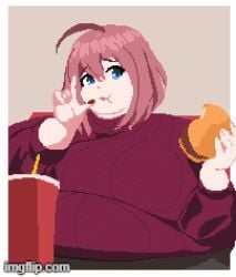 animated ass_expansion belly_expansion breast_expansion fat hazel_(indulgences) indulgences pixel_art tight_clothing