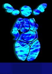 anthrofied bikini blue_body blue_skin breasts delta_rune_(emblem) deltarune deltarune_bikini deltarune_chapter_2 deltarune_chapter_3 deltarune_chapter_4 faceless glass glass_body hourglass_figure multicolored_bikini non-human smooth_skin tagme the_angel_(deltarune) thick_thighs thunder_thighs wings zoyeensadart