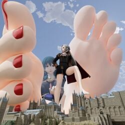 byleth_(fire_emblem)_(female) city edelgard_von_hresvelg feet fire_emblem fire_emblem:_three_houses giantess size_difference