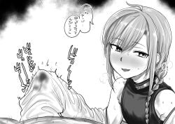2boys absurdres bare_shoulders braid crop_top cum detached_sleeves ejaculation_under_clothes genderswap_(otm) handjob handjob_under_clothes highres kaiman_garupan long_hair looking_at_viewer male_focus multiple_boys nijisanji oerba_yun_fang open_mouth rule_63 ryuushen ryuushen_(3rd_costume) single_braid sleeveless trap virtual_youtuber wide_sleeves yaoi